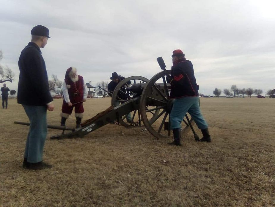 The annual firing of the Christmas Guns at Historic Fort Reno in El Reno continues a tradition that stretches back in folklore for hundreds of years. Even Saint Nicholas gets in on the act sometimes. Photo courtesy Historic Fort Reno