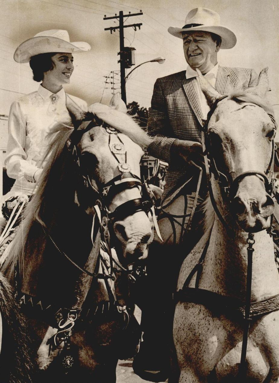 John Wayne and parade queen Neva Sue Butler led the museum’s opening procession through Oklahoma City. Tony Wood/Oklahoma Historical Society