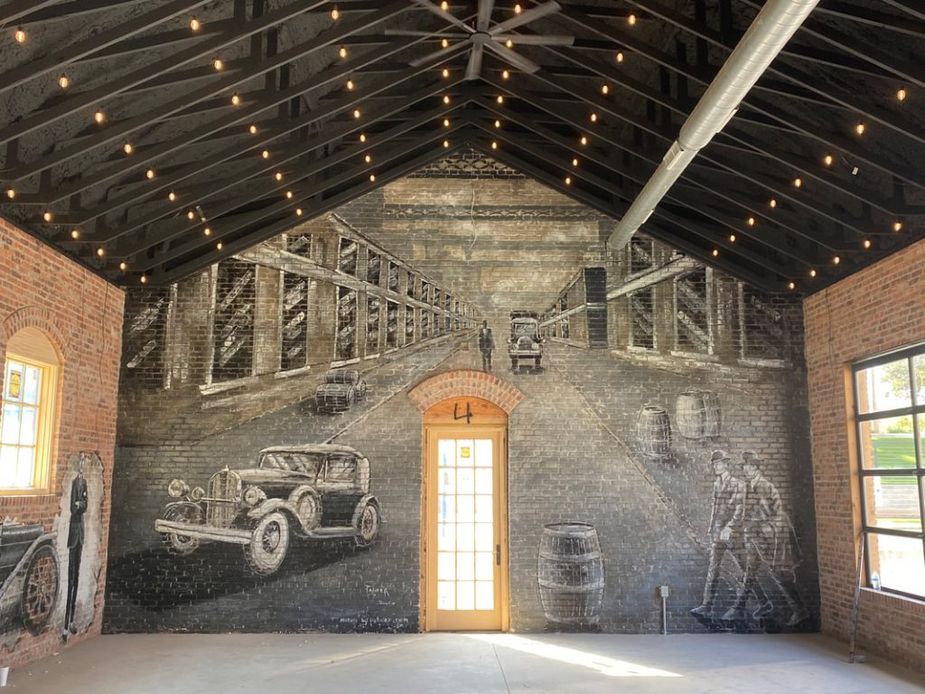 The work of muralist Dr. Bob Palmer can be found across the state, including this indoor one in Goldsby. The artist teams up with Perry multimedia artist Holly McHughes for the Artfully Local exhibition now on display at Guthrie's Oklahoma Territorial Museum & Carnegie Library. Photo courtesy Bob Palmer