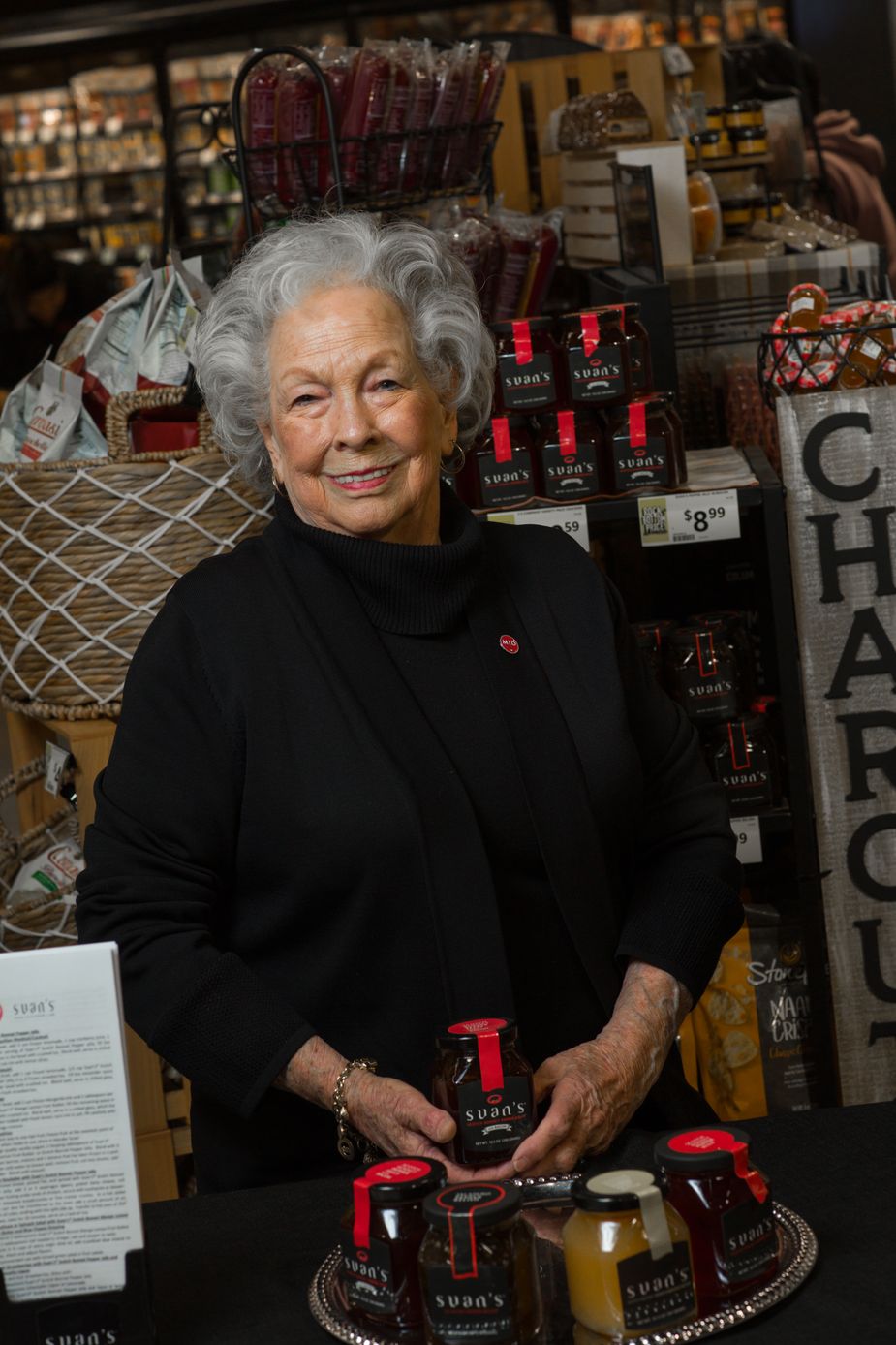 Suan’s Foods, founded by Suan Grant, is a line of condiments available in grocery stores around the state, including the newest location of Crest Foods in Edmond. Grant is an alumna of the FAPC program. Photo by Brent Fuchs