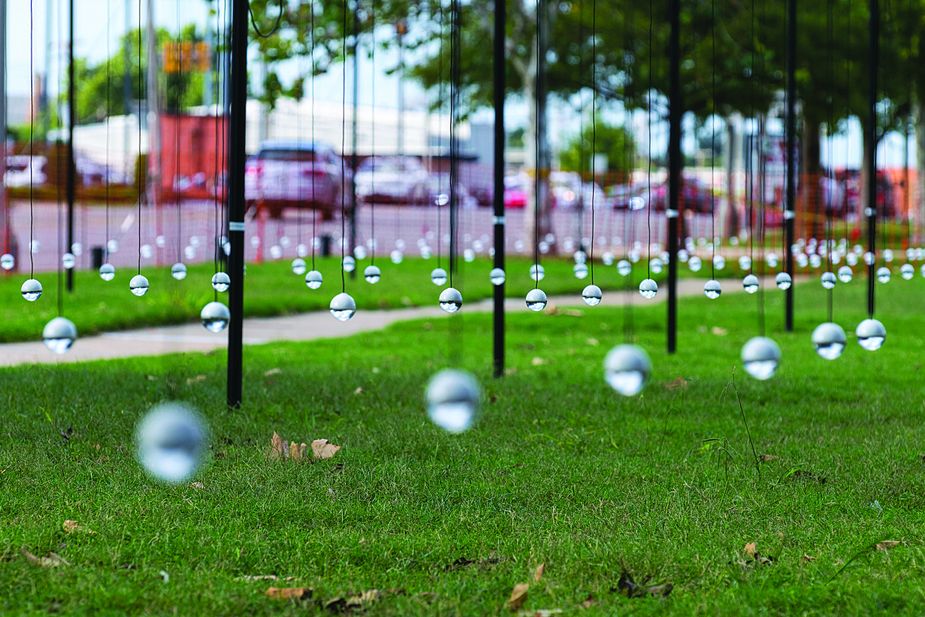 Whiteout by Erwin Rendl featured 550 LED bulbs at Campbell Art Park on the Oklahoma Contemporary campus from October 2018 to March 2019. Photo by Oklahoma Contemporary.
