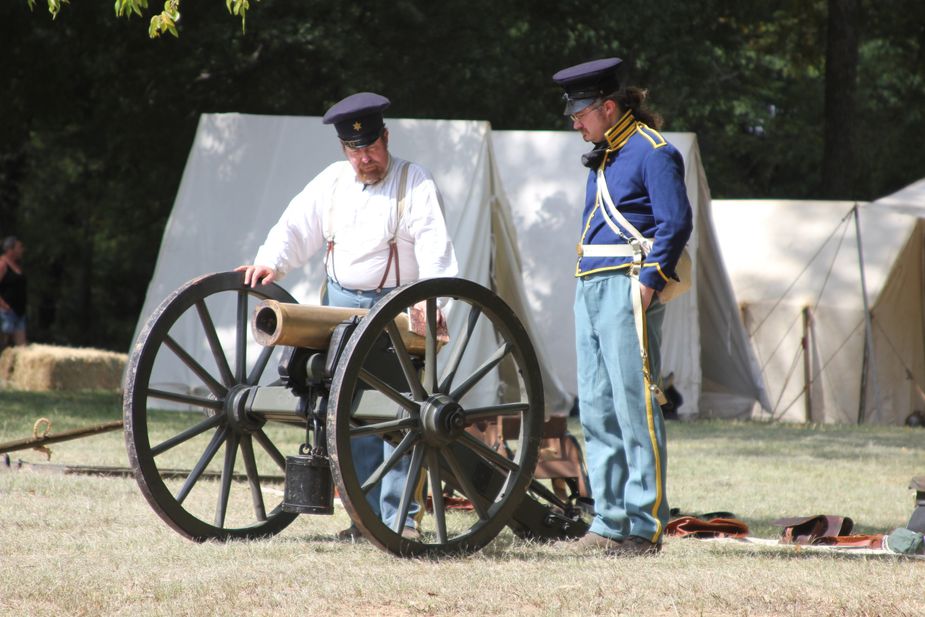 Historical reenactors take visitors back to the time of covered wagons at Fort Towson during the 1840s Encampment and Education Days. Photo courtesy Fort Towson Historic Site / Oklahoma Historical Society