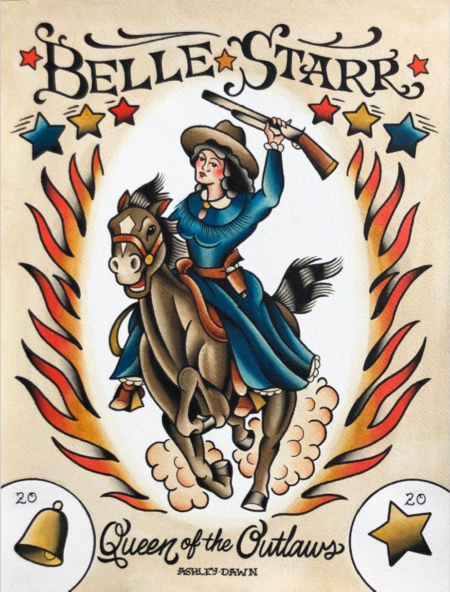 Belle Starr Queen of the Outlaws. Art by Ashley Dawn