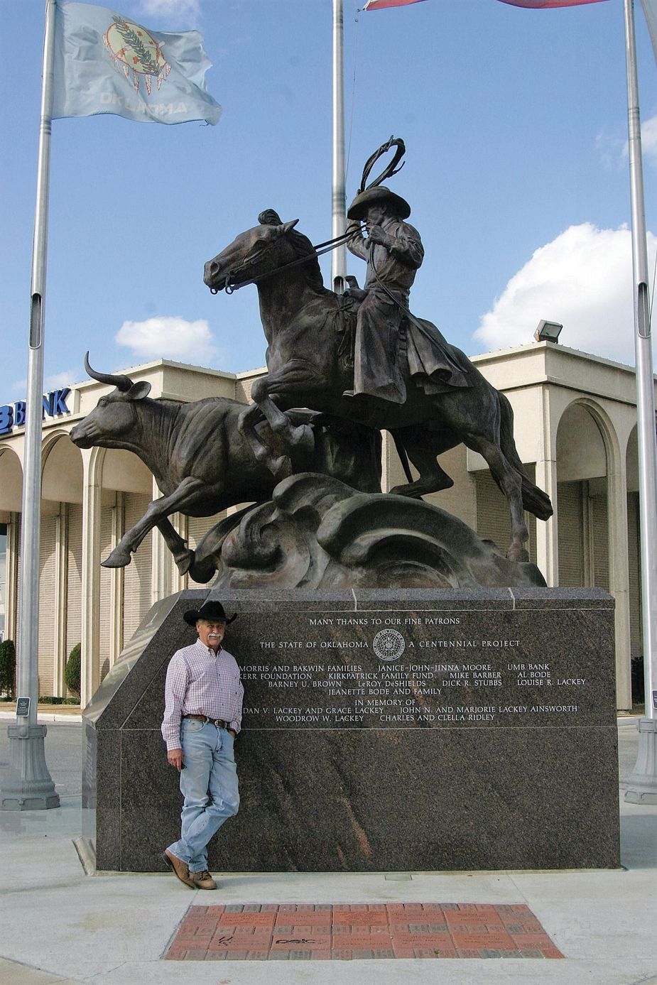 The monument *Headin’ to Market* was dedicated in 2000 in anticipation of the Oklahoma Centennial and is visible in Oklahoma City’s Stockyards City. Photo by Edna Mae Holden