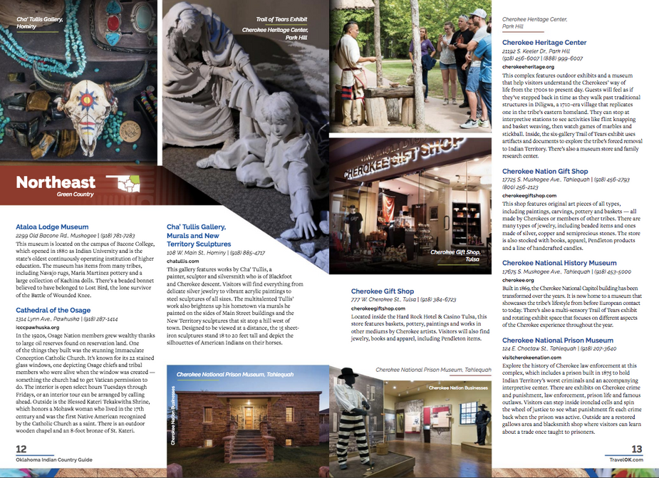 The Indian Country Guide includes information on attractions broken down by region to make it easier for visitors to find what's nearby.
