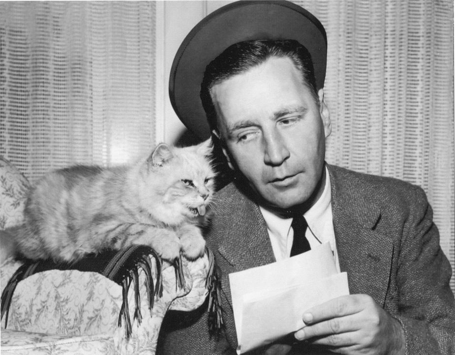 Thompson poses with his cat, aptly named Deadline. Photo courtesy Jami Reed