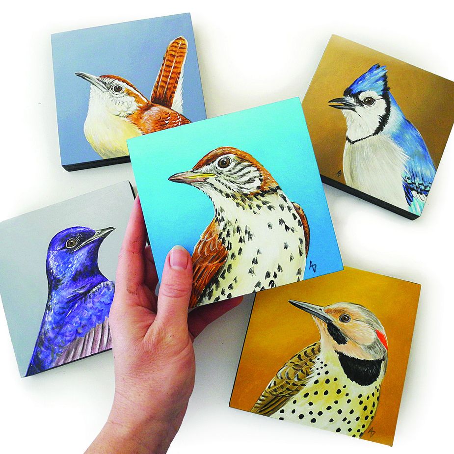 Ashley Dietrich funds Olive's Place by creating and selling paintings of birds.