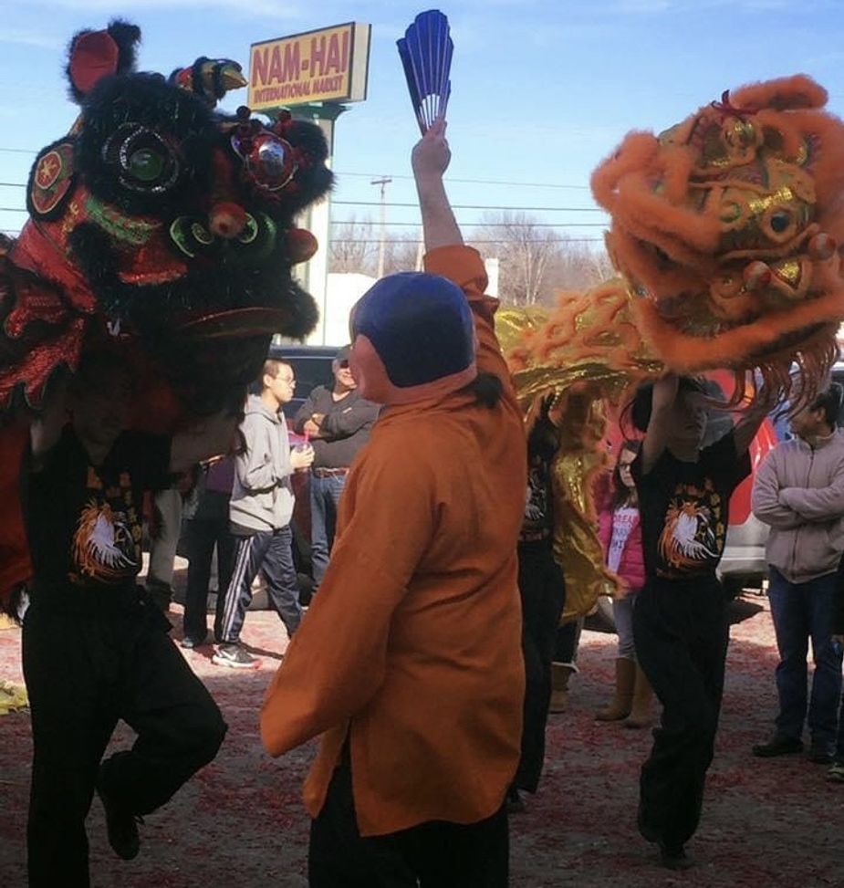 Lion dancing, fireworks, and red envelopes bring joy to the annual Lunar New Year Celebration at Tulsa's Nam-Hai Oriental Food Market. Photo courtesy Nam-Hai Oriental Food Market