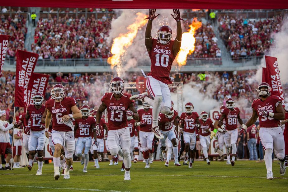 The Sooners take the field with a dramatic entrance at every home game. Photo courtesy University of Oklahoma