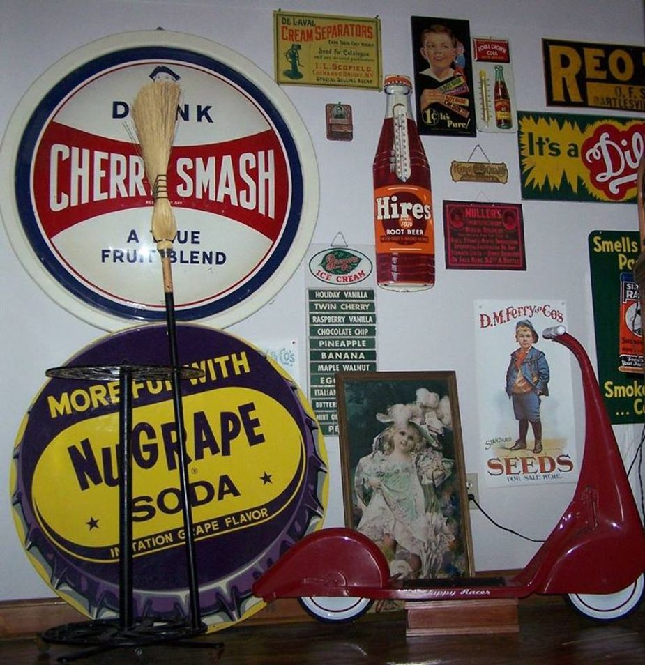 Vintage ads, neon signs, and more colorful historical items will be on display at the Tulsa Antique Advertising & Bottle Show. Photo courtesy Tulsa Antiques & Bottle Club