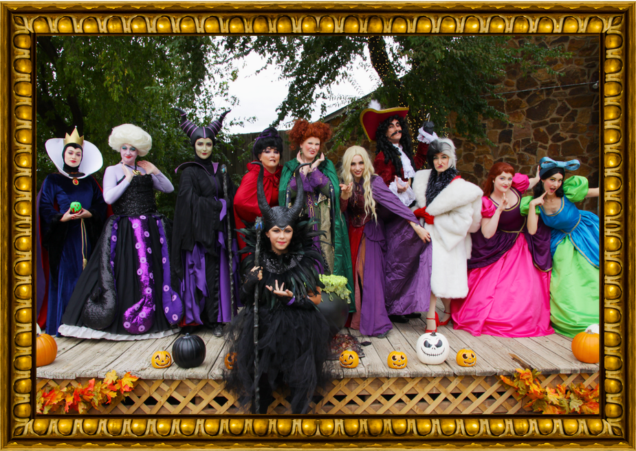 Join a cast of villains, pictured, and princesses and grab a photo during the Bibbidi Bobbidi Boo Bash at the Harn Homestead in Oklahoma City. Photo courtesy Character Connection Co.